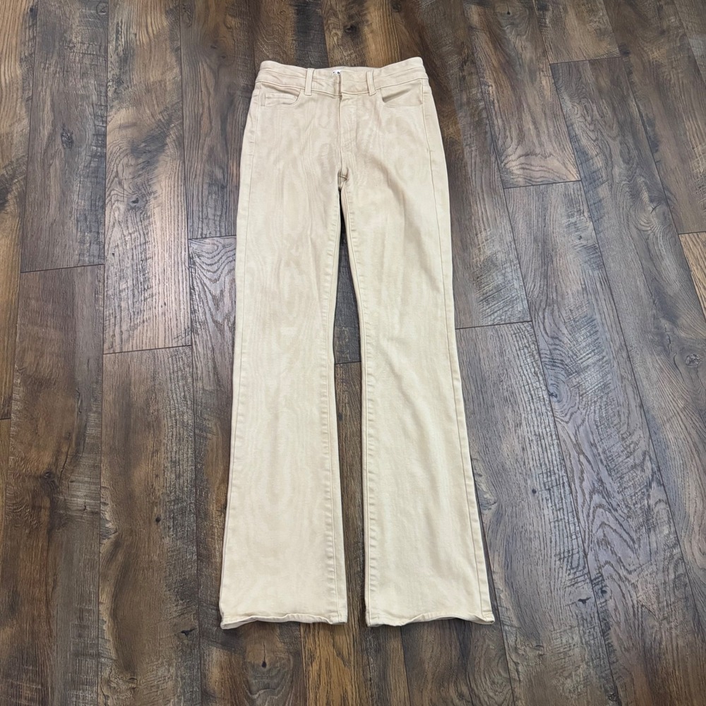 Paige Beige Mid Rise Zebra Print Jeans Womens 27‎ Bootcut Stretch Pants Western